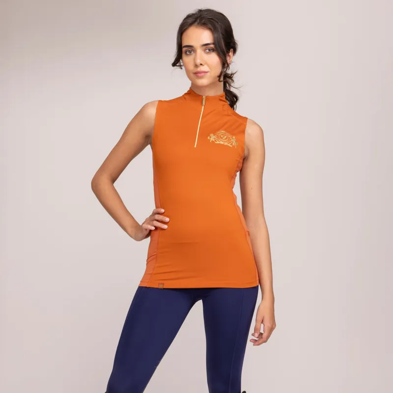 Aubrion Team Sleeveless Base Layer in Rust-2
